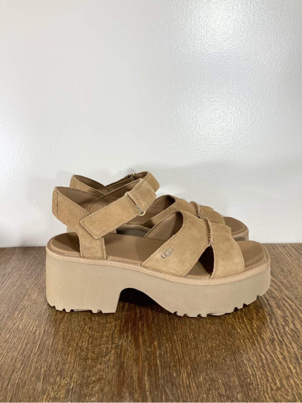 New Ugg New Heights Slingback Chunky Suede Sandal Women’s Various Sizes Chestnut